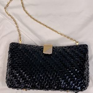 Exclusively Ronora Hong Kong vintage braided black shoulder purse gold chained